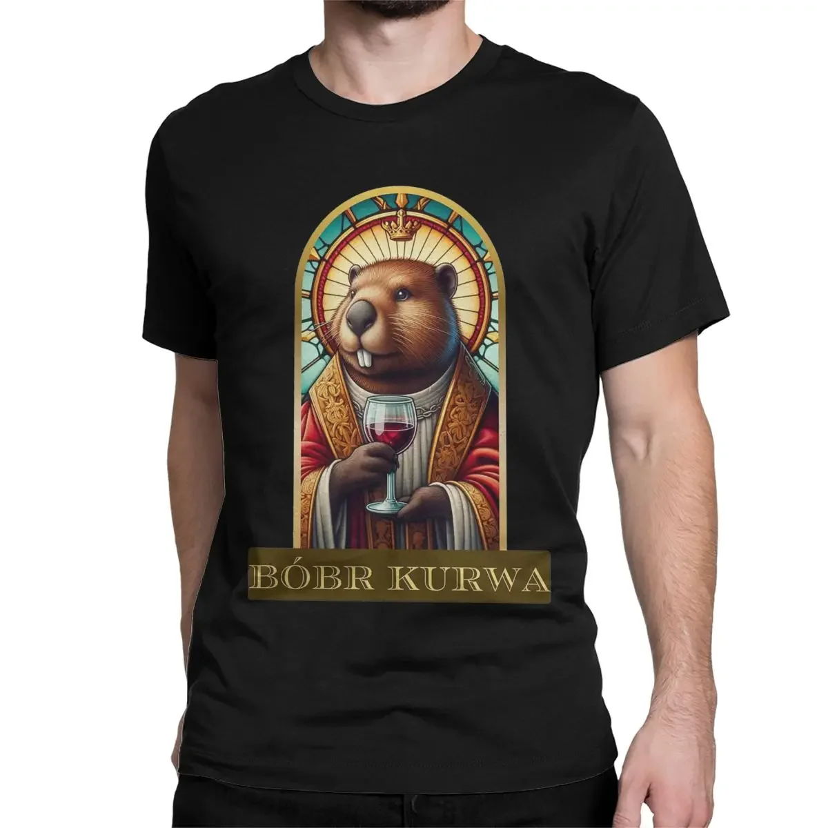 Casual Saint Kurwa Bobr Bober Beaver Boberek T-Shirts Men Pure Cotton T Shirt Short Sleeve Tee Shirt Graphic Printed Clothing