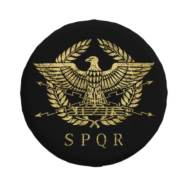 Custom Rome SPQR Gold Roman Imperial Eagle Spare Tire Cover for Jeep Wrangler 4WD 4x4 Trailer Car Wheel Protectors 14