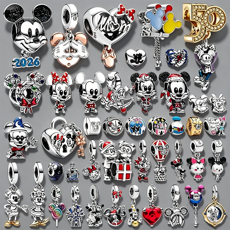 

NUEVOS Dijes Mickey y Minnie de Plata 925 para Pulseras, Fabricación Joyería DIY, Dijes de Ratón Dibujos