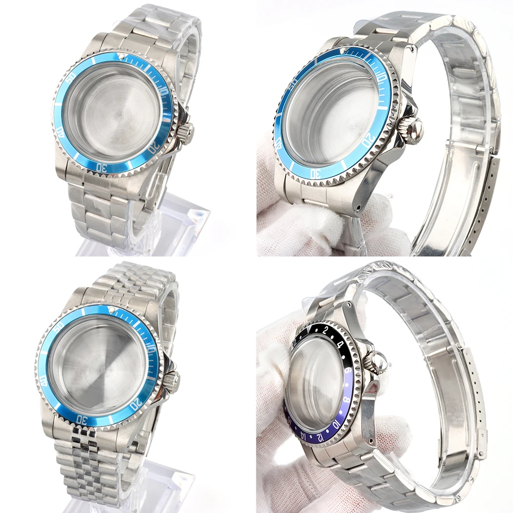 

Round Sapphire Glass 39.5mm Watch Case Jubilee/Brushed Oyster Bracelet For NH34 NH35 NH38 Movement 28.5mm Dial Stainless Steel