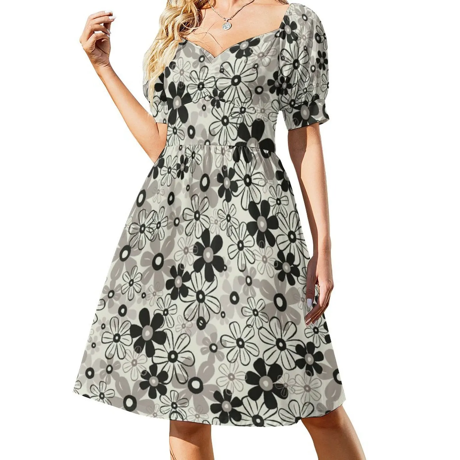 الربيع في جورب فستان سموك الأزهار للنساء الربيع الصيف فستان كاجوال للحزب كاف نمط الاسكندنافية السويد الدنماركية