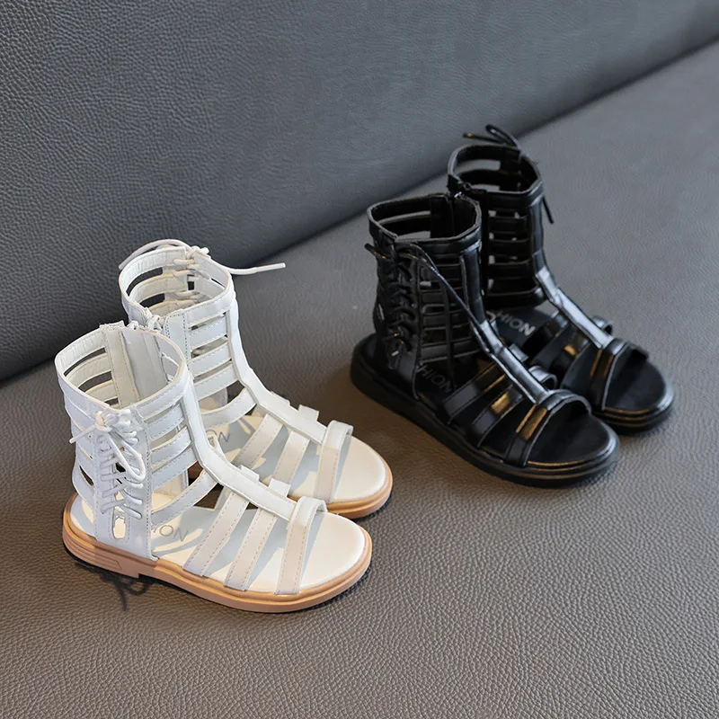 Kid Shoe Kids Sandals 2023 Summer New Girl Roman Sandals Soft Sole Kids Princess Shoes Mid Size Big Girls Shoe Sandalias صنادل