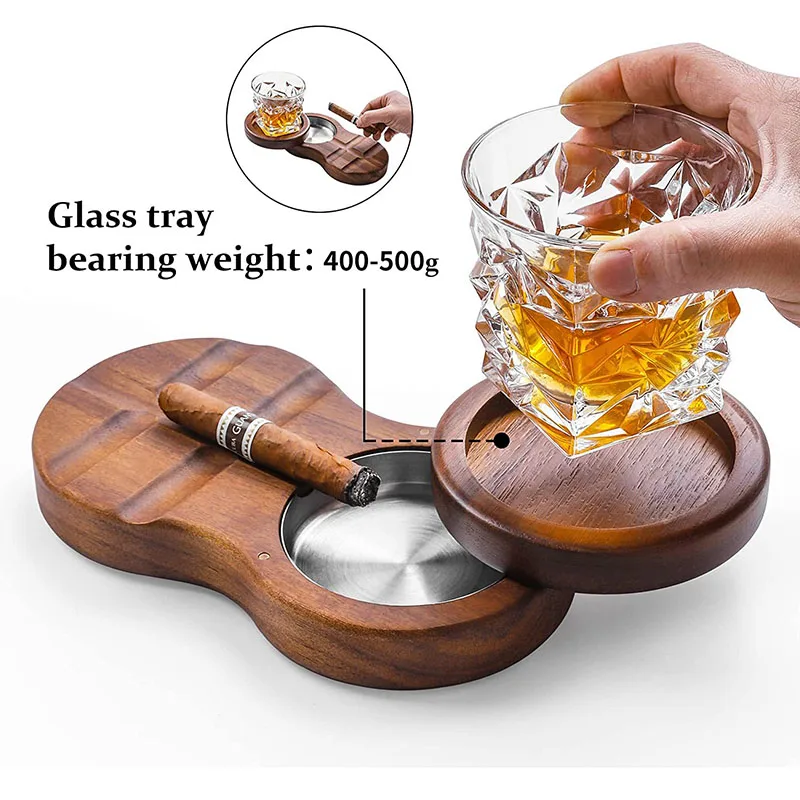 Wooden Cigar Ashtray, Cigarette Ashtray, Whiskey Holder, Home Decoration, Wine Glass Holder, Cigarette Rack, Ashtray Accessories