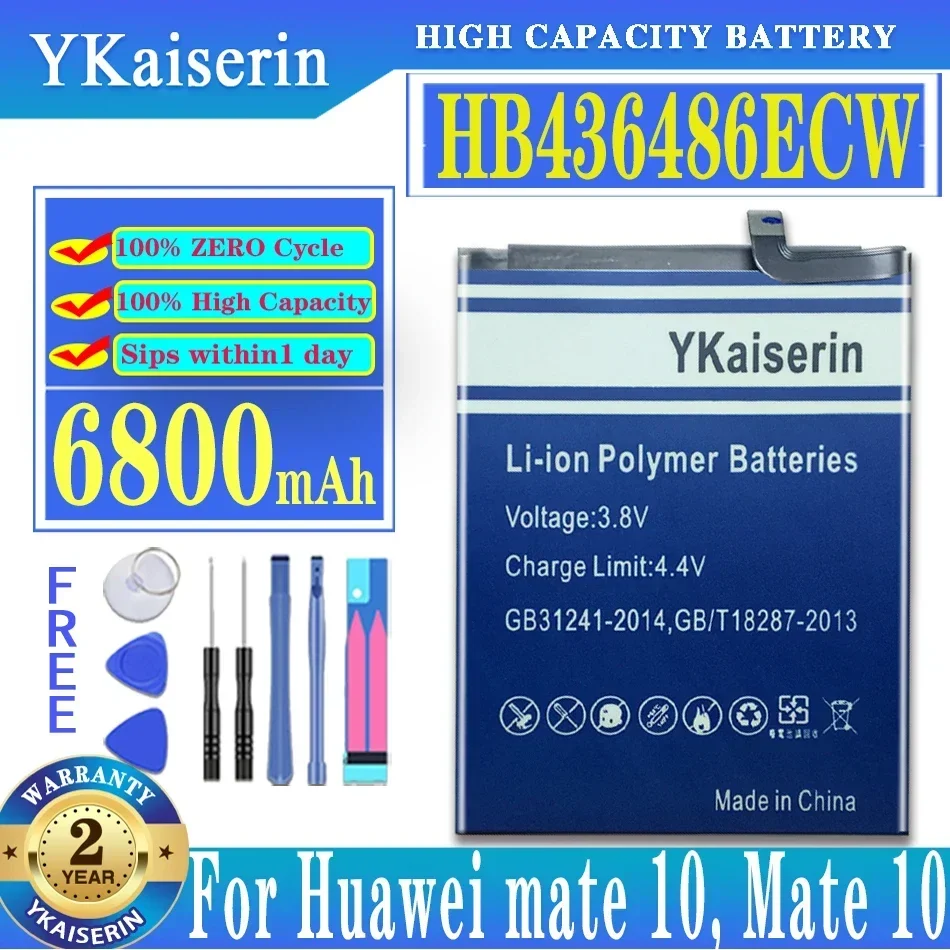 YKaiserin HB436486ECW 6800mAh Battery For Huawei Mate 10 ,  10 Pro Lite, Mate X ALP-AL00