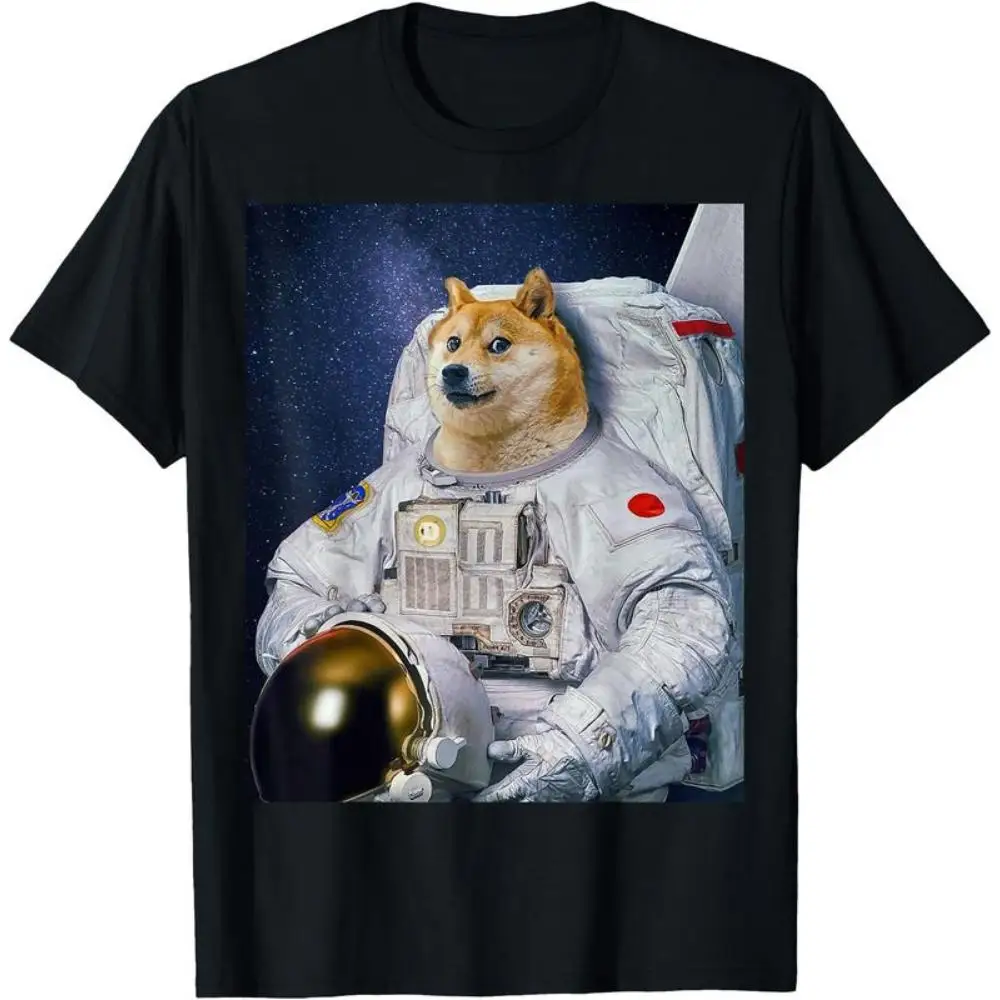 

Women's Funny Doge Meme T-Shirt | Astronaut Shibainu Space Graphic Tee | Internet Culture Sci-Fi Pet Lover Gift Top
