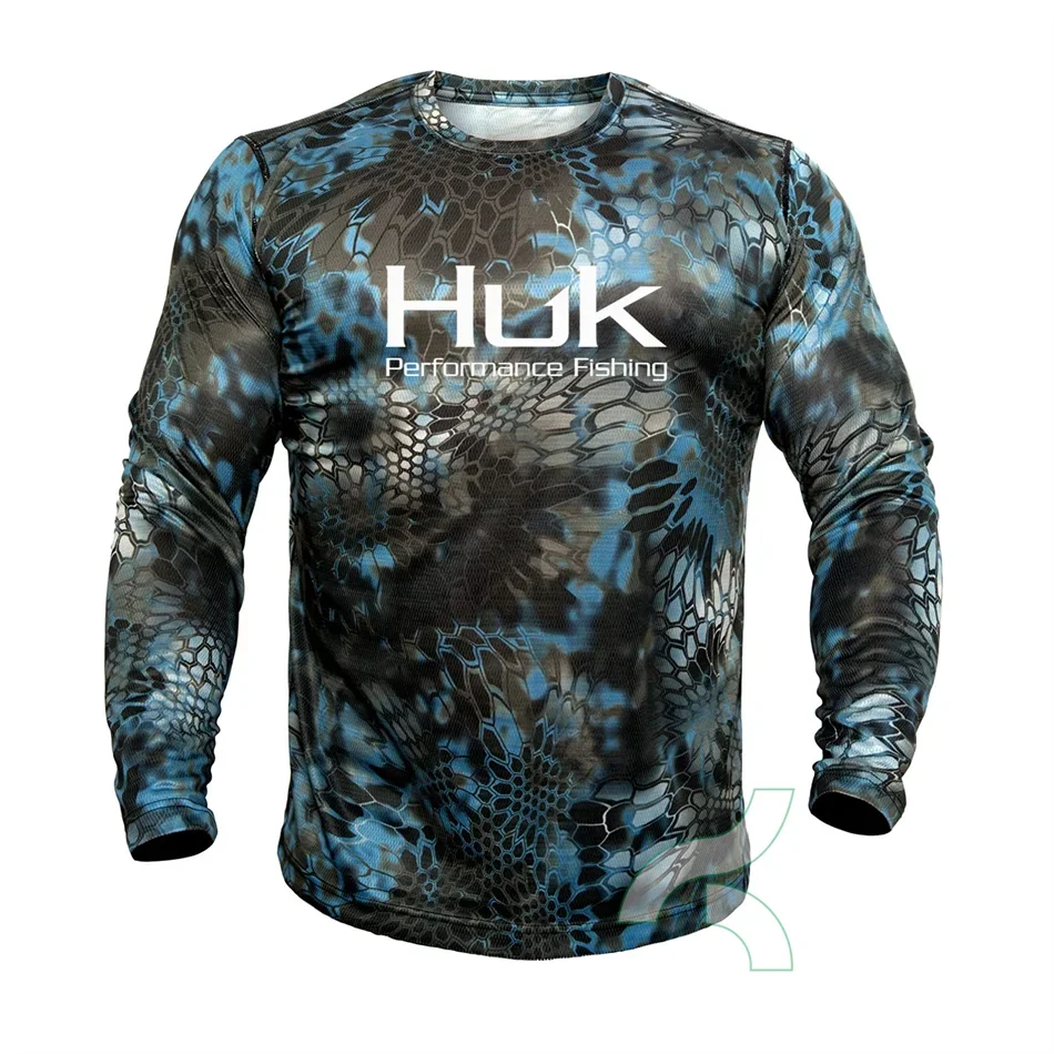 HUK Fishing Shirt Camouflage Long Sleeve T-shirt Tops Men's Fitness Train clothing Sun Protection Fishing Clothes UPF 50+ Jersey