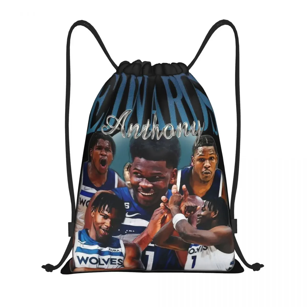 Vintage Anthony Edwards Bootleg Drawstring Backpack Gym Sports Sackpack 90s Ant-Man String Bag for Yoga