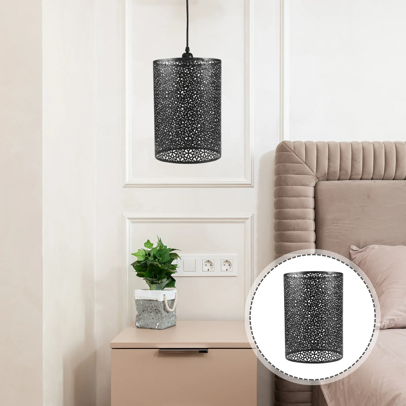 

Cylindrical Lamp Shade Wrought Iron Hollow Design for Table Floor Desk Wall Lights Large Metal Light Cover Replacement