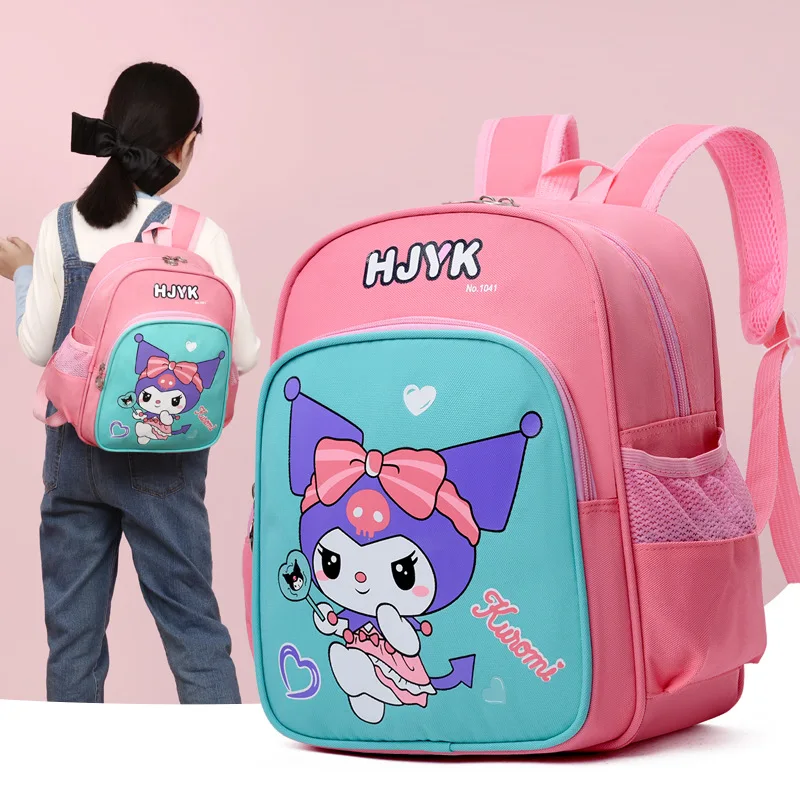 Sanrio Kulomi-mochila escolar pequeña con dibujos animados para niños y niñas, mochila ligera de tela Oxford de gran capacidad