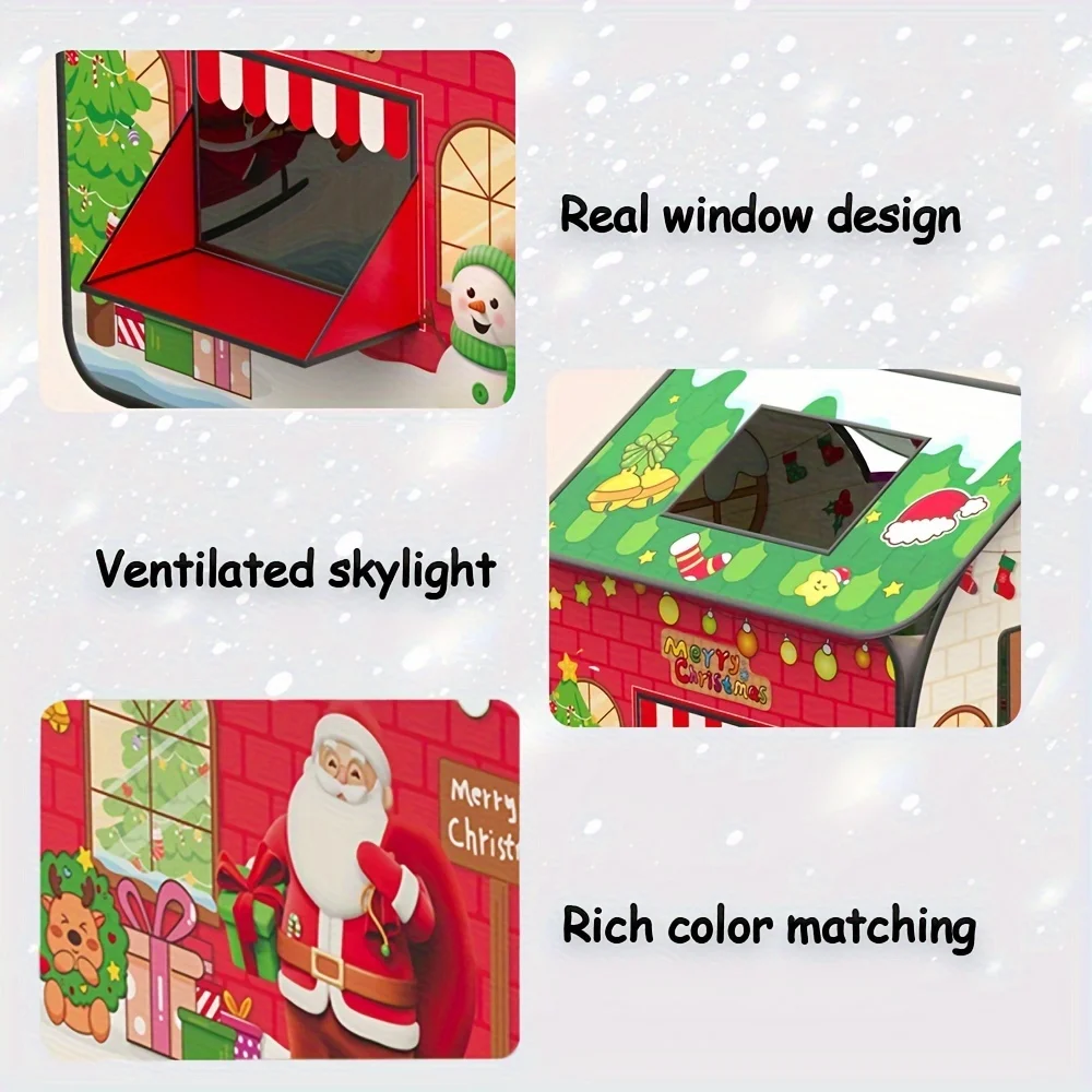 Tenda da gioco natalizia per bambini Casetta da gioco con porte Finestre Casetta da gioco per bambini per interni ed esterni Fai finta di giocare con un regalo di Natale