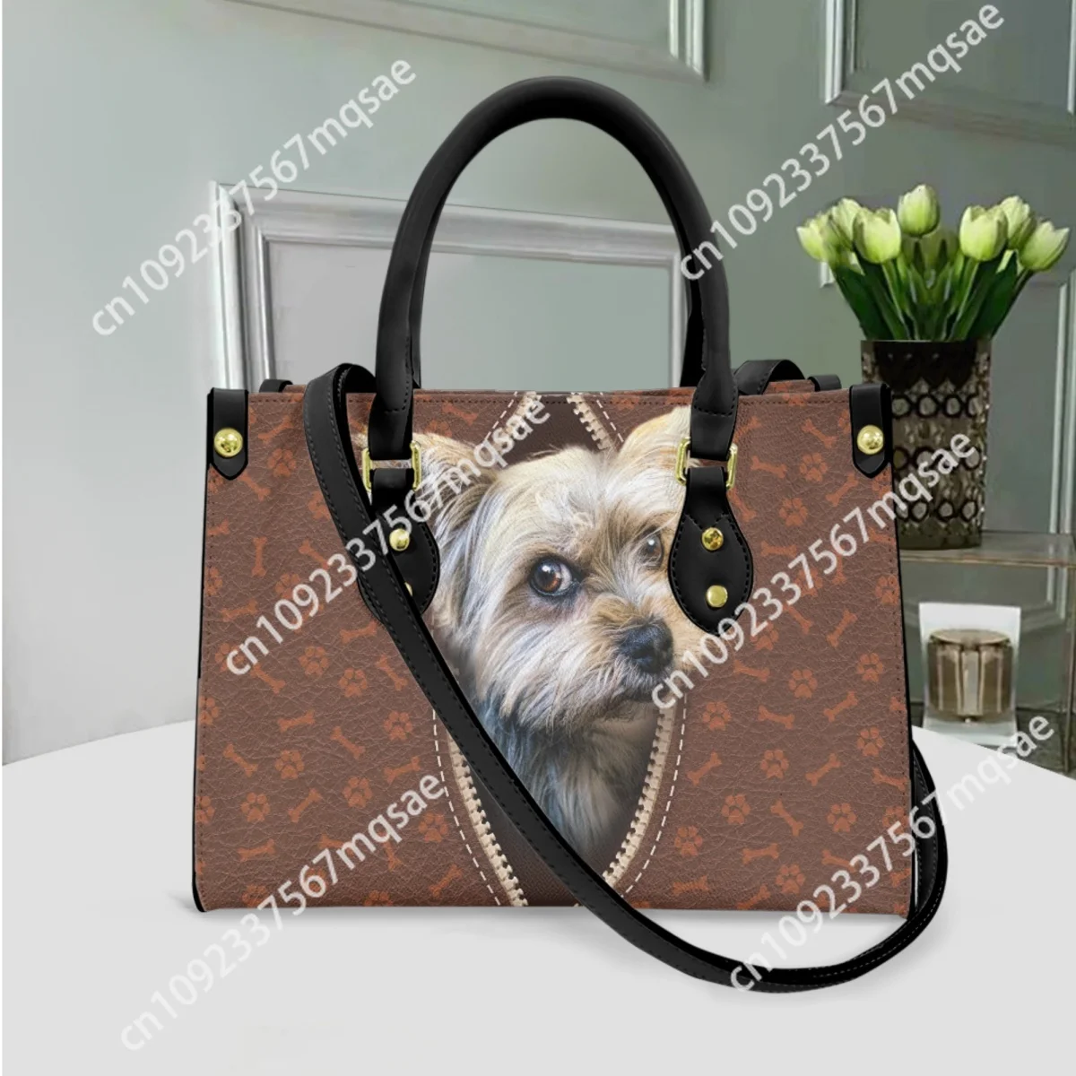 Yorkshire Terrier Brand Designer PU Leather Shoulder Bag Retro Casual Girl Commuter Party Clutch Bag Birthday Halloween Gift New