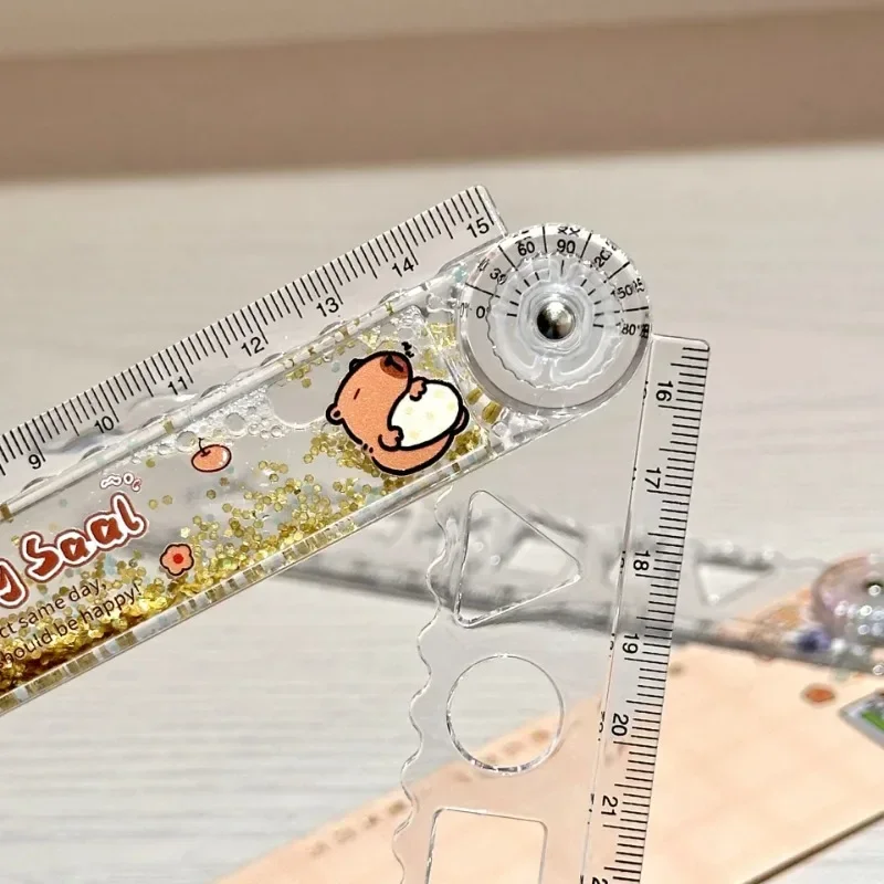 Folding Ruler Drawing Ruler Multi-function Drawing Tools Student Stationery Measuring Tools Cartoon Capybara Measuring Ruler