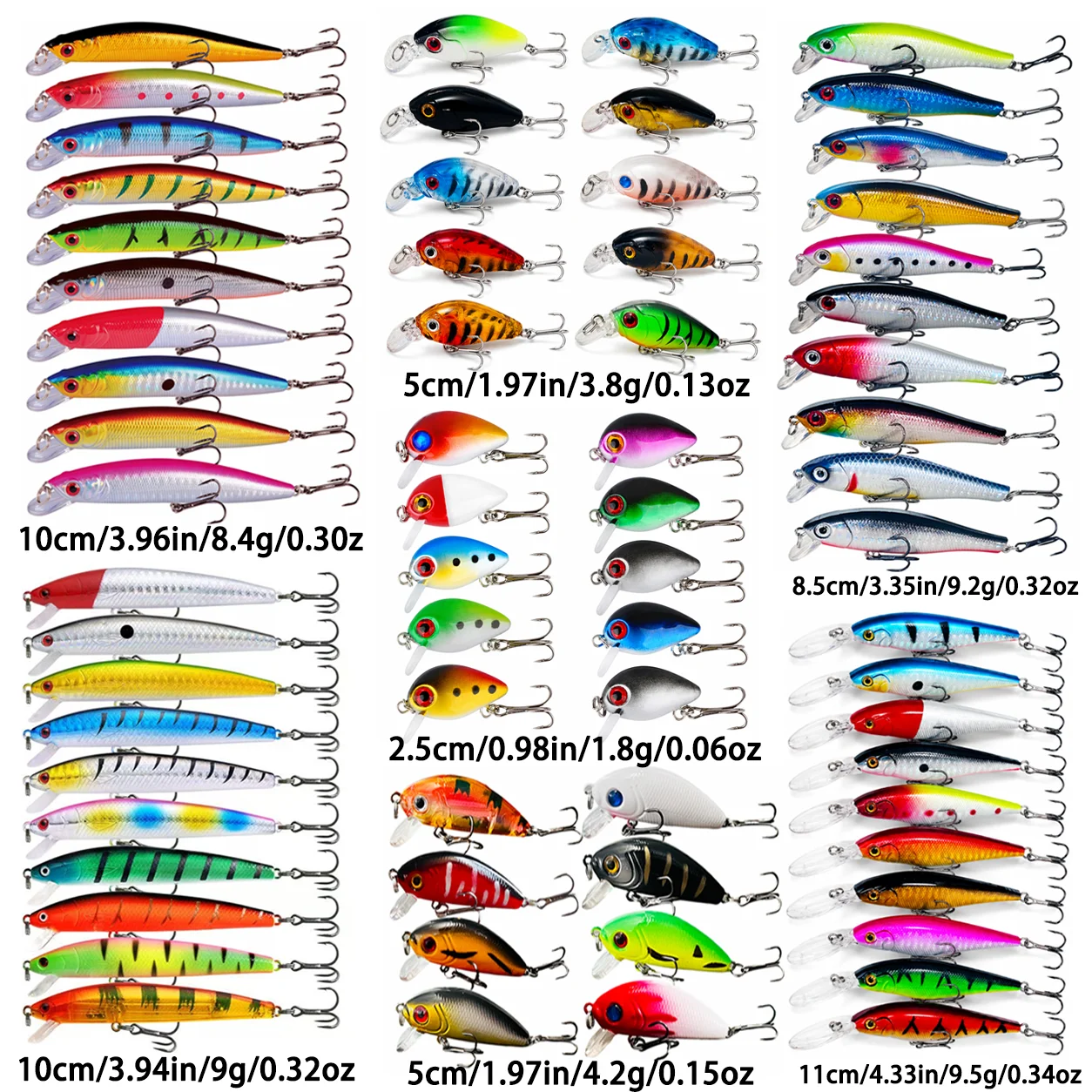 68 Pieces Fishing Lure Set Combo Assorted Minnow Crankbait Artificial Hard Bait for Bass Trout Saltwater  Factory Direct