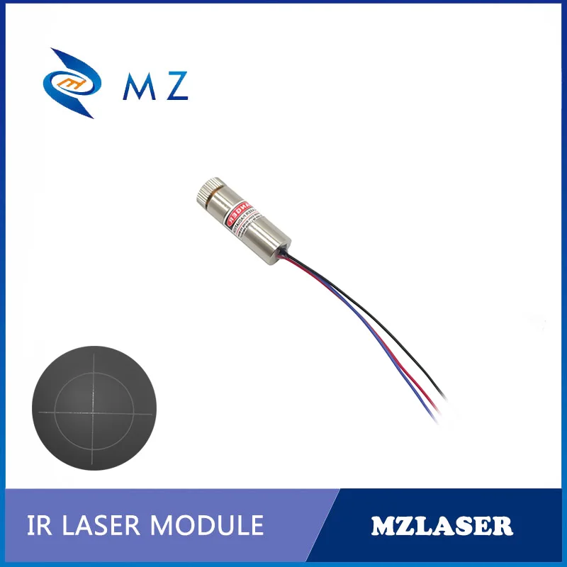 Modelo infravermelho do diodo laser do círculo transversal, focagem ajustável, TTL, PWM, lente do IR, categoria industrial, 10mW, PMMA