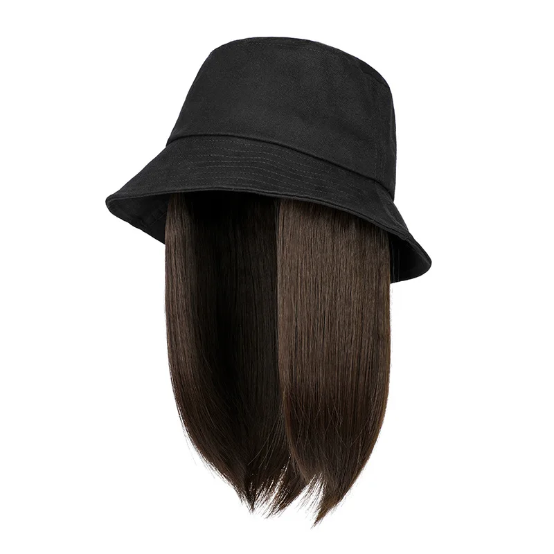 バケットハット合成かつらミッドレングス合成繊維かつらファッション多用途装飾かつら