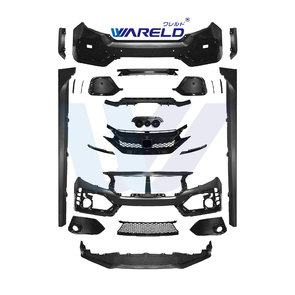 

Auto Car Body Parts for 2016-2018 Honda Civic Upgrade to Civic TYPE-R Bodykit Front Bumper Grille Side Skirts Rear Diffuser
