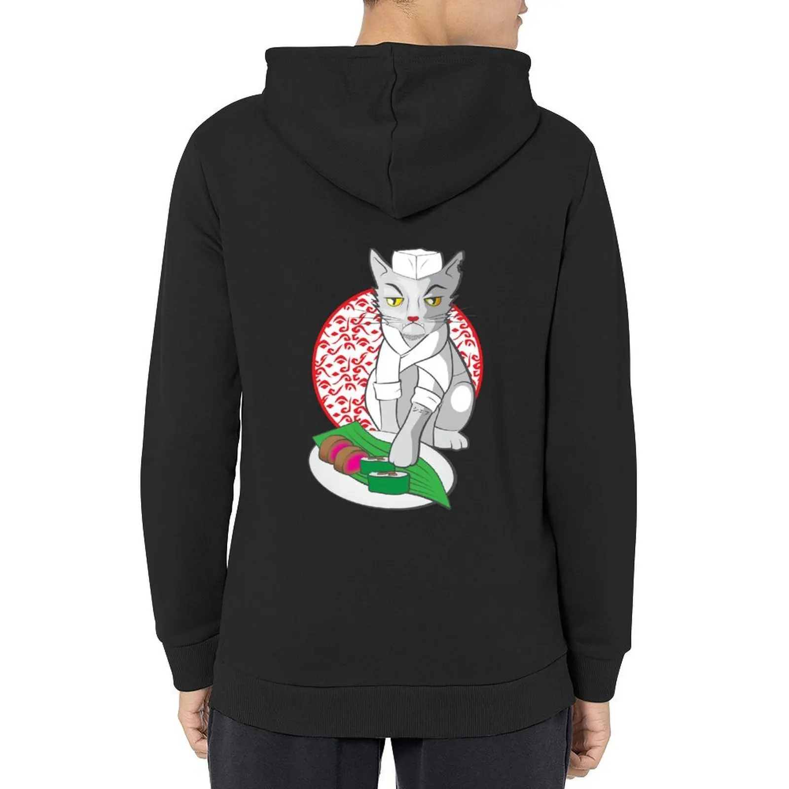 

No-one but me makes the sushi (Japanese cat chef) Hoodie hooded shirt korean style clothes autumn jacket men pullover hoodies
