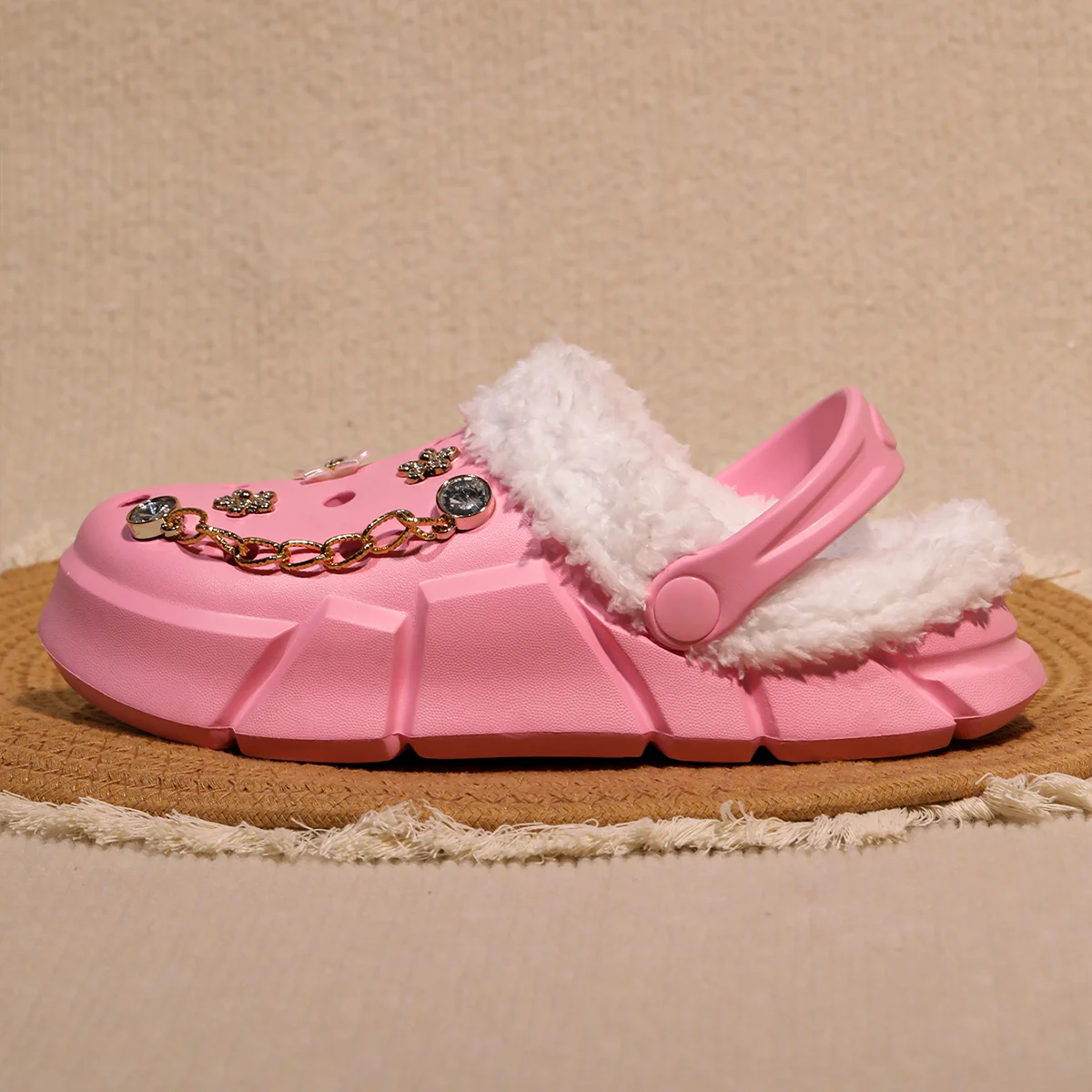 Mädchen-Clogs mit Fellfutter, gemütliche, bequeme Winter-Hausschuhe, weiche, warme Hausschuhe für Kleinkinder und größere Kinder, Modell 3057. – Detail 5