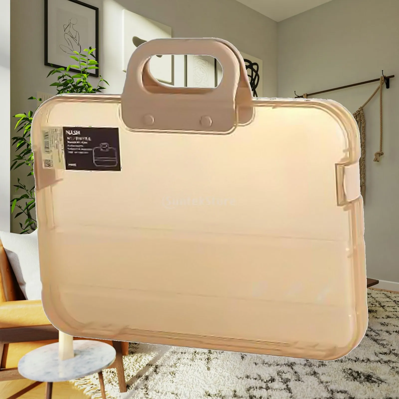 Portable A4 File Organizer Box with Handle Plastic Document Storage Case for Letter Paper Photo Office Supplies