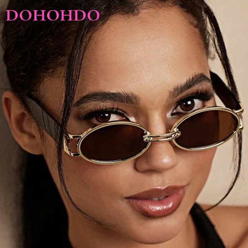 

Vintage Hip-hop Small Frame Oval Women Sunglasses Luxury Brand Designer Sun Glasses For Men Travel Driving Shades UV400 Lunette