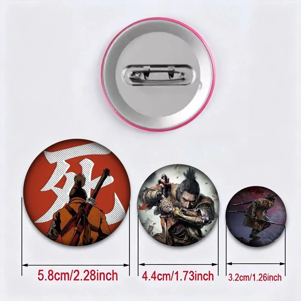 Game Sekiro Shadows Die Twice 25mm 32mm 44mm 58mm 75mm Brooches Badges Pins for Accessories Gift