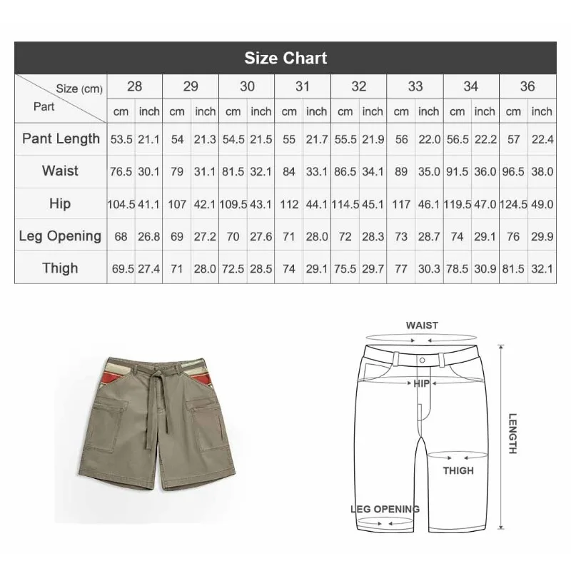 Maden Men's Vintage M51 Military Shorts Cargo Loose Fit 100%Cotton Heavy Duty Pocket Workwear Summer Outdoor Casual Sport Shorts