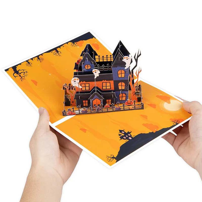 

2Pcs Halloween Spiders Castles 3D Popup Greeting Card Halloween Surprise Card Beautiful 3D Spiders Castles Greeting Card