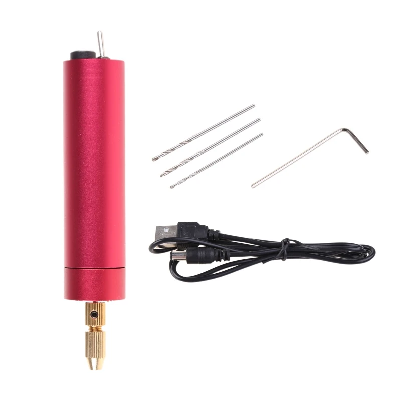 DIY Micro Electric Aluminum Portable Handheld Drill Set Twist Drill Bits Rotary Tools Kit Resin Casting Jewelry Making