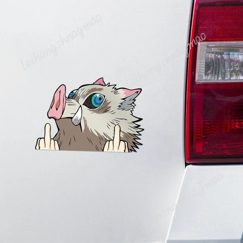 مضحك Inosuke نظرة خاطفة ملصقات السيارات شيطان القاتل أنيمي ملصق الوفير محمول الأمتعة الجسم الخدوش مغطاة ملصقات الفينيل