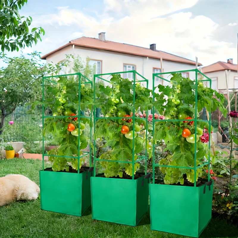3PCS Square Garden Fabric Grow Bags With Handles For Outdoor Plants Grow Containe Vegetables Flowers Pot Nursery Planting Pouch
