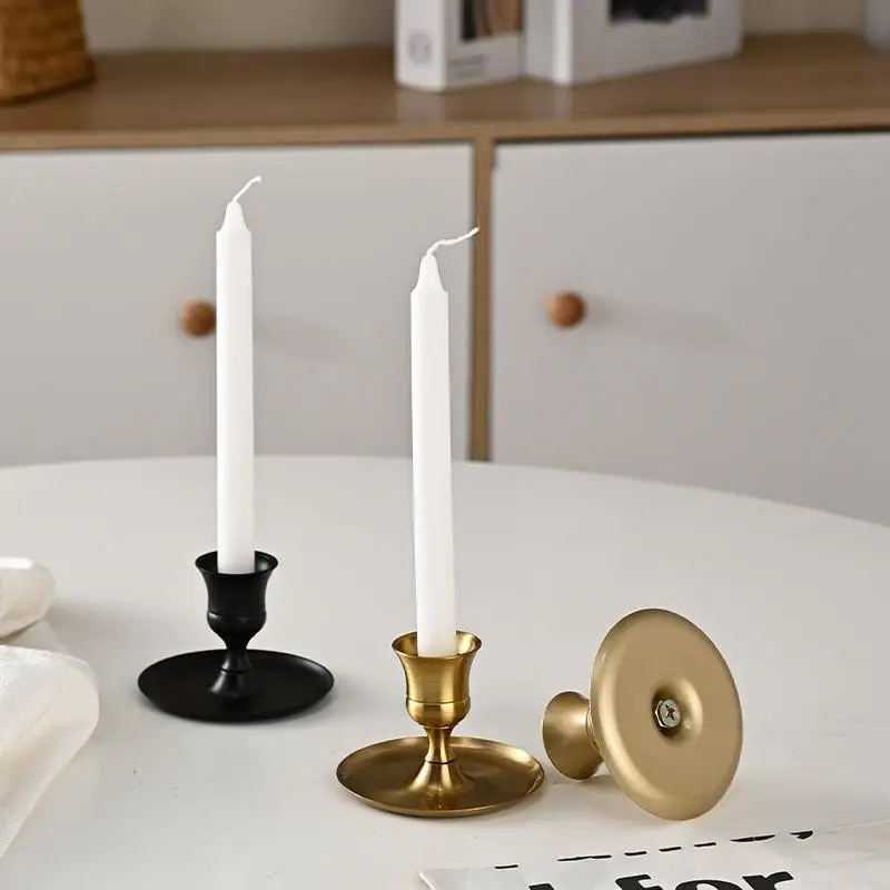 Rustic Vintage Tabletop Candle Holders Anti-Slip Base Candlestick Holder for Home Hotel Party Centerpiece Decor