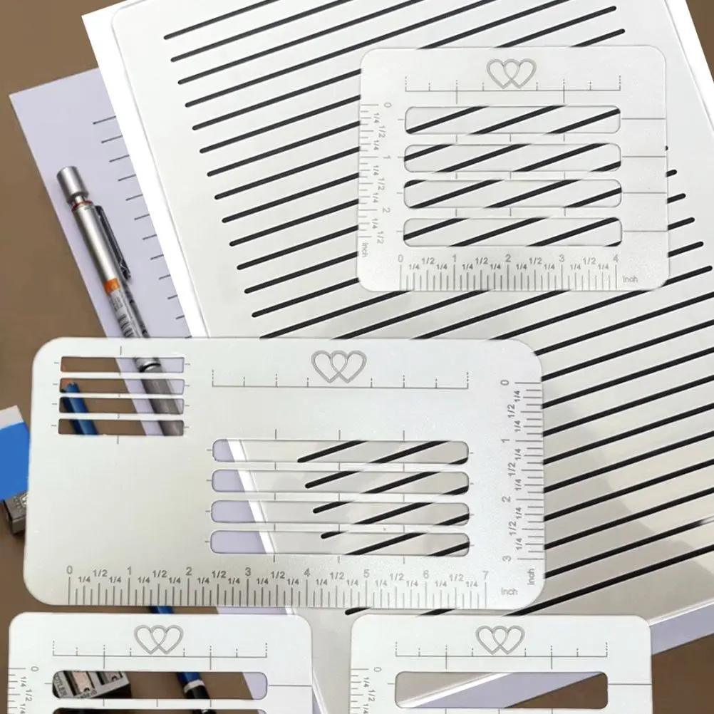 12Pcs Professional Writing Stencil Templates Plastic Multi-Functional Line Ruler for Greeting Cards Lettering Guide Card Making