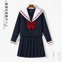 School Uniform Dress Cosplay Costume Japan Anime Girl Lady Lolita Japanese Schoolgirls Sailor Top Tie Pleated Skirt Outfit Women