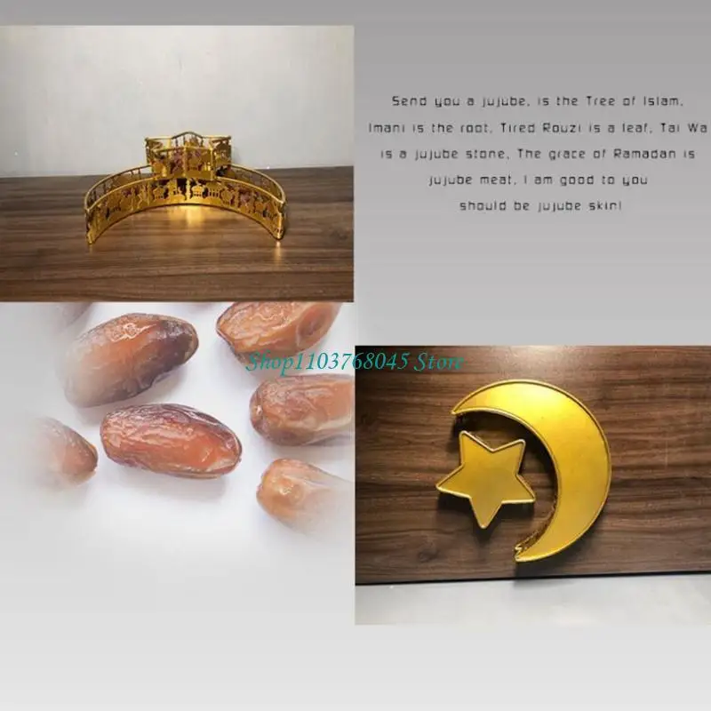 R53F Ramadan Kareem Dekor Lebensmittel-Serviertablett für DIY Home Dessert Islam Eid Mubarak Geschenk Langlebiges Geschenk für
