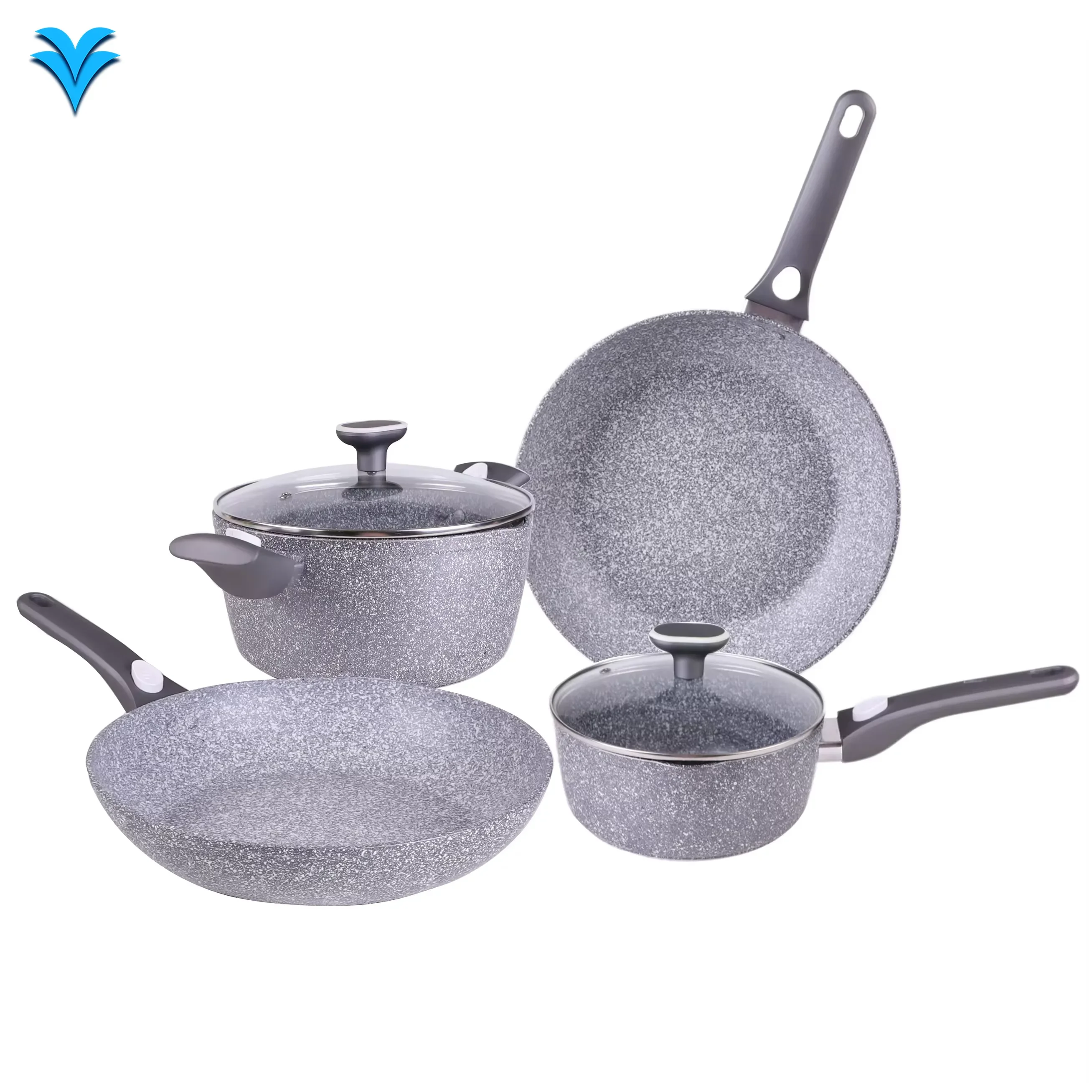 

Homemory 6 Pcs Removable Handle Cookware All in One Multipurpose Cooking Pot Wok Hot Pot Non Stick Marble Induction Cookware Set