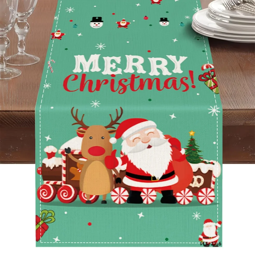 1pc Christmas Table Runner Featuring Christmas Trees Snowflakes Home Kitchens Parties Holiday Decor Decor Christmas Ornaments