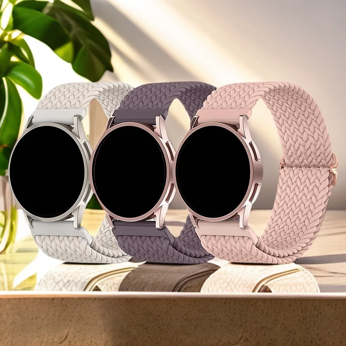 3 Stück Armband für Samsung Galaxy Watch 7/6/5/4 Band geflochtene Schleife dehnbar Ersatz für Garmin Watch/Huawei Watch/Amazfit Watch