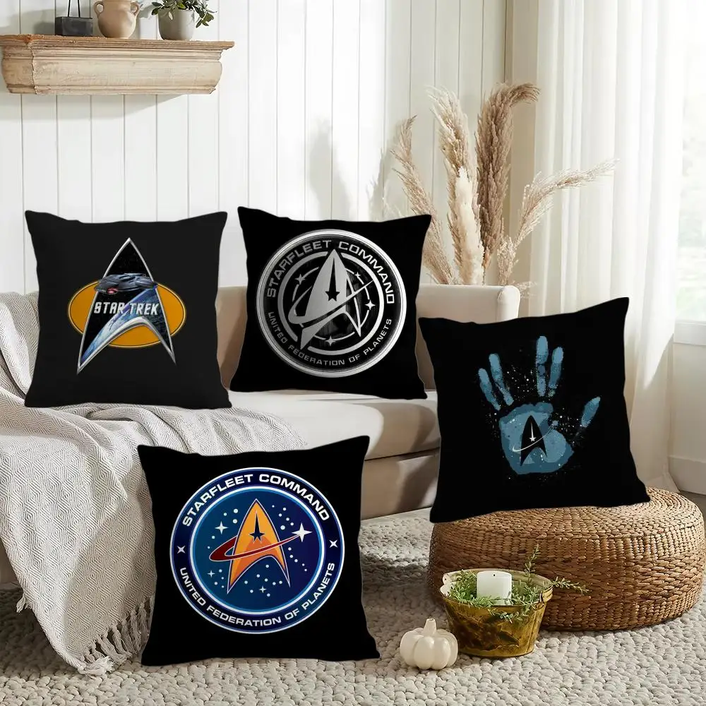 Movie S-Star T-Trek Cushion Cover Silky Short Plush Invisible Zipper Dustproof Sofa Pillow Case for Home Decor
