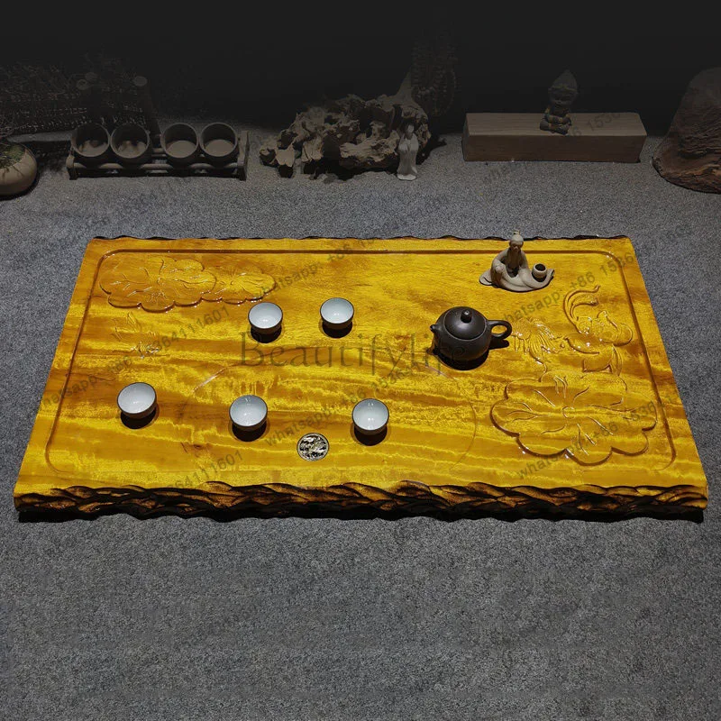 Factory Direct Sales Luxury Wooden Tea Tray Serving Decorative Rectangle Plate Ceremony Hospitality Tea Tray Valet Office Bandej