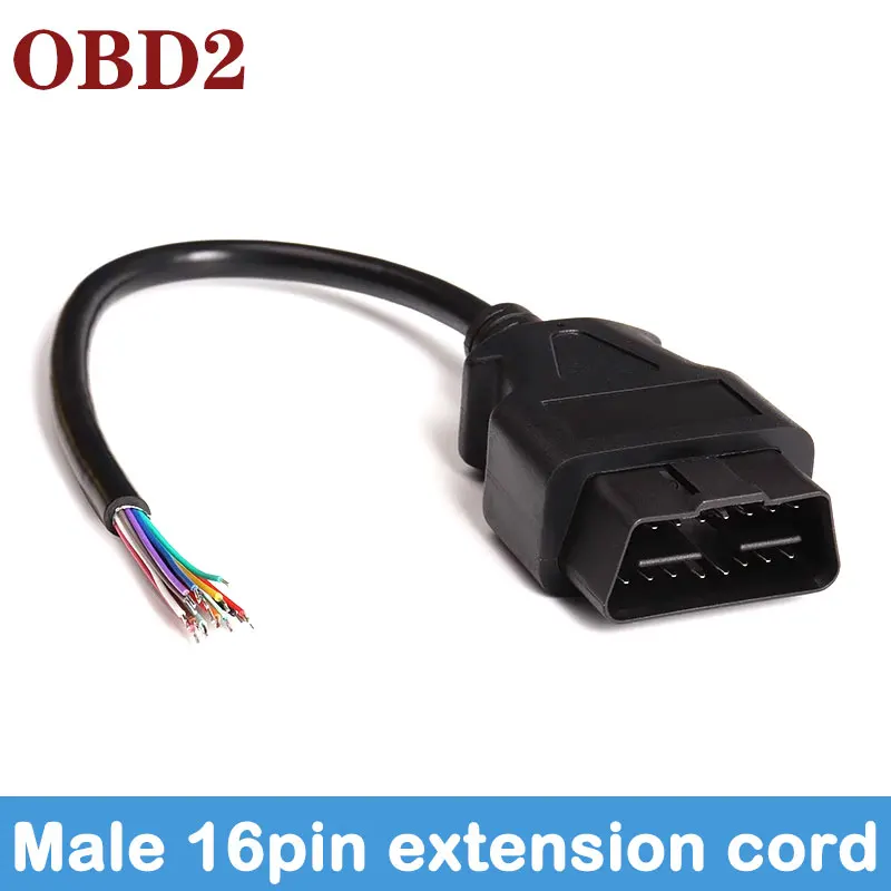 16Pin OBD2 Connecting Open Line Detection and Diagnosis Interface of OBD Male Extension Adapter of Automobile and Truck Plug