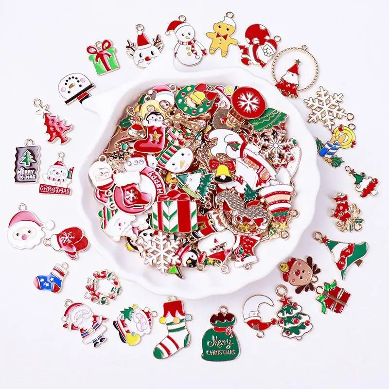 Weihnachts-Emaille-Anhänger, 10/20/50 Stück, sortiert, für die Herstellung von Schmuck, Weihnachtsgeschenk für Bastler – Detail 1