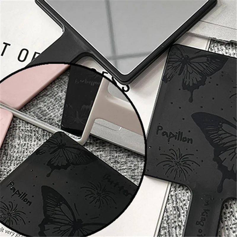1 szt. Vintage Lusterko Kwadratowe z Motywem Motyla Mini Ręczne Lusterko Kosmetyczne na Biurko Przenośne Lusterko do Makijażu Podróżne Narzędzia do Makijażu