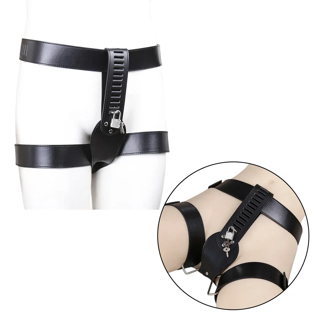 Erotic Underwear BDSM Fetish Costume Leather Harness Penis Bondage Belt Strap Punk Cock Cage Chastity Panties Sex Toys for Men