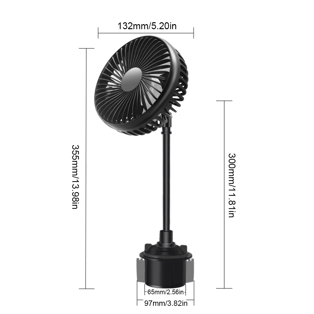 USB 3 Speed Car Cooling Fan Powerful Quiet Auto Cooler Fan Rotatable for Car Van Truck SUV RV
