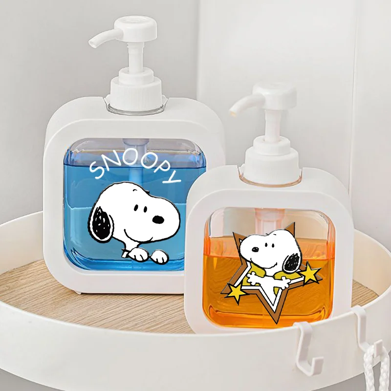 Snoopys Soap Dispenser Cute Cartoon Shampoo Bottle Clear Plastic Press Type Lotion Split Storage Container for Bathroom Kitche