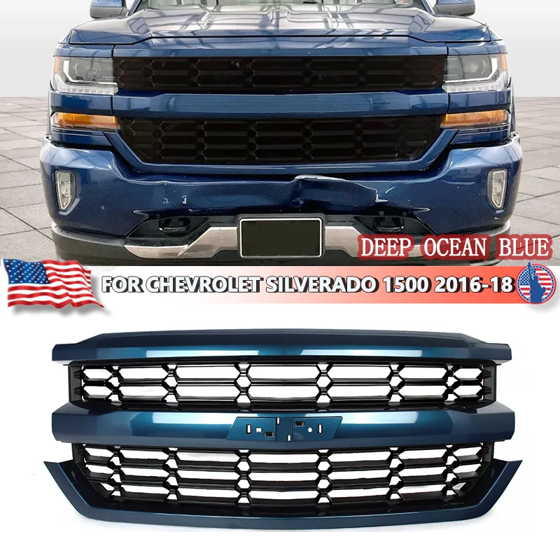 

Front Bumper Grille Modified Grill for Chevrolet Silverado LS 1500 2016-2018 Front Upper Grille Radiator Mesh Grills Accessories