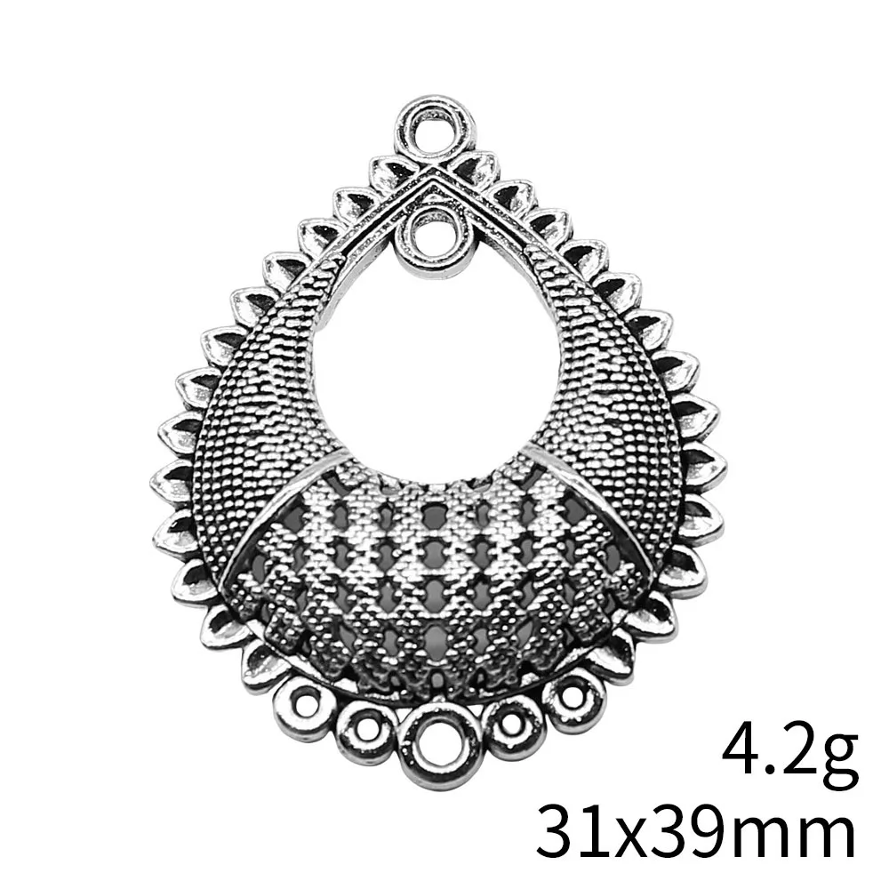 보석에 대 한 5 개/몫 귀걸이 커넥터 매력 31x39mm 골동품 청동 색 DIY 수제 공예 액세서리 만들기