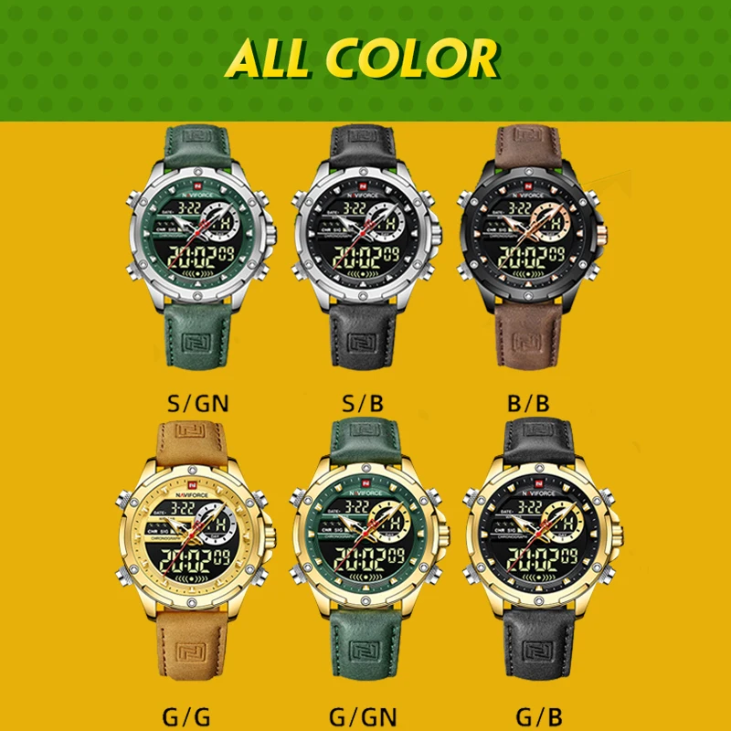 NAVIFORCE Orologio originale di marca di lusso per uomo Cronografo sportivo casual Orologio da polso al quarzo Orologio impermeabile in pelle Spedizione gratuita