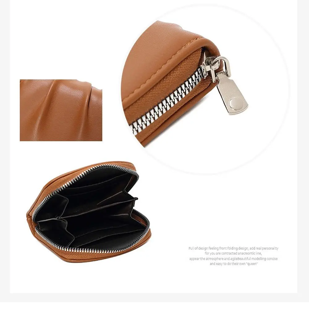 Tas Cangkang Mini Kulit PU Trendi Portabel dengan Slot Kartu Tas Kartu Dompet Koin untuk Wanita