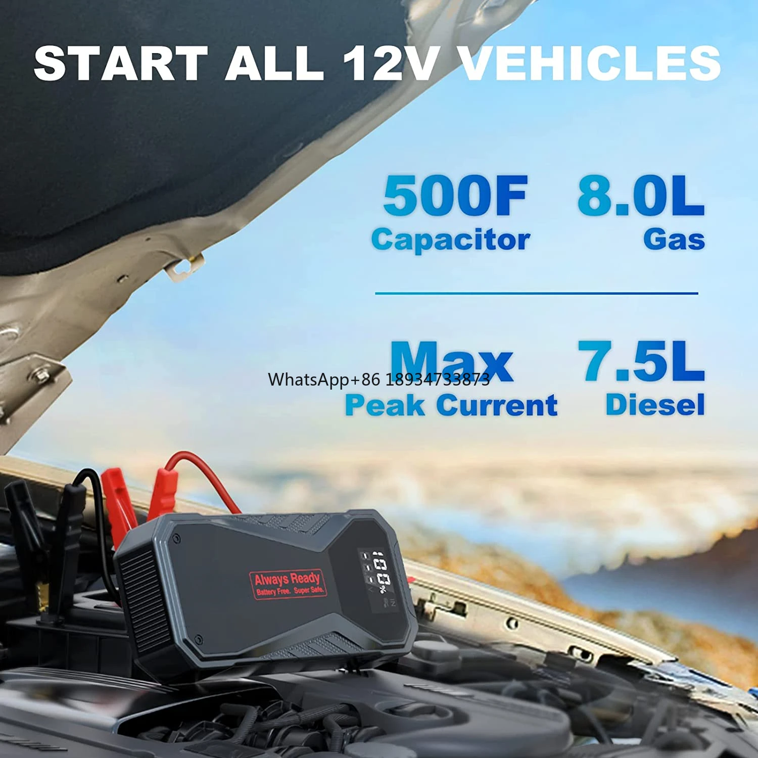 Latest Technology 1000A Super Capacitor Car Jump Starter Work Under -40 Degrees [No Battery] Inside the Booster  Utrai Brand